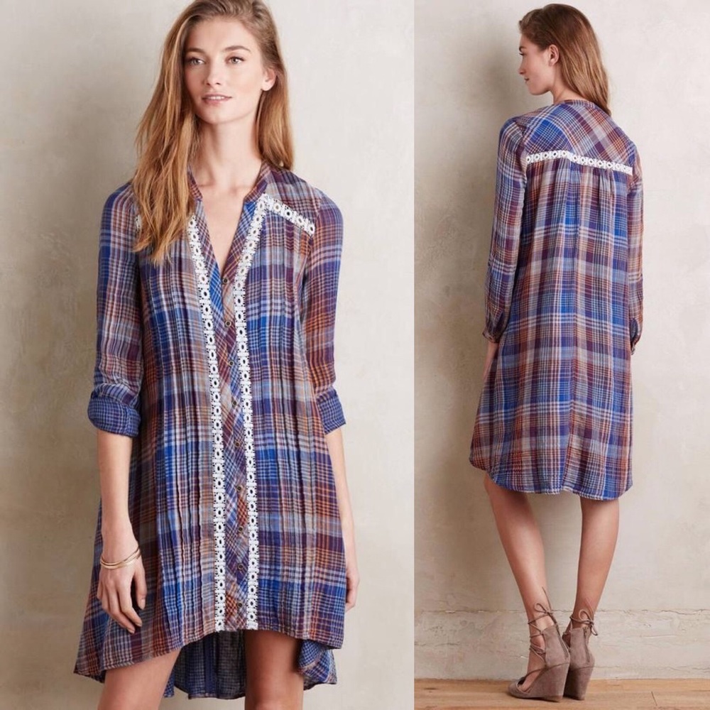 Anthropologie Holding Horse Abita Plaid Dress